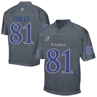 Men's Game Quinton Conley Kansas Jayhawks Football College Jersey - Gray