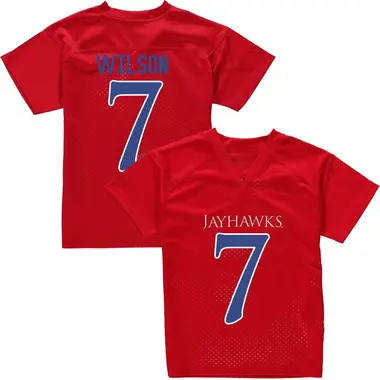 Men's Game Trevor Wilson Kansas Jayhawks Football College Jersey - Red