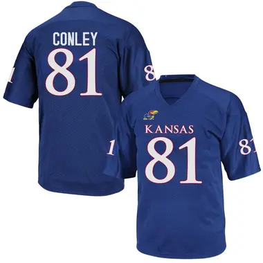 Men's Replica Quinton Conley Kansas Jayhawks Football College Jersey - Royal Blue